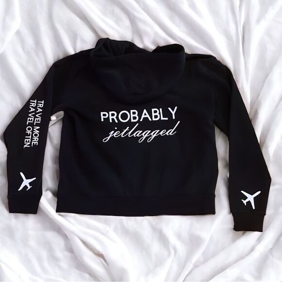 NWT Wool + Pepper Co. PROBABLY JET LAGGED Zip Up Hoodie Sweatshirt - Picture 2 of 5